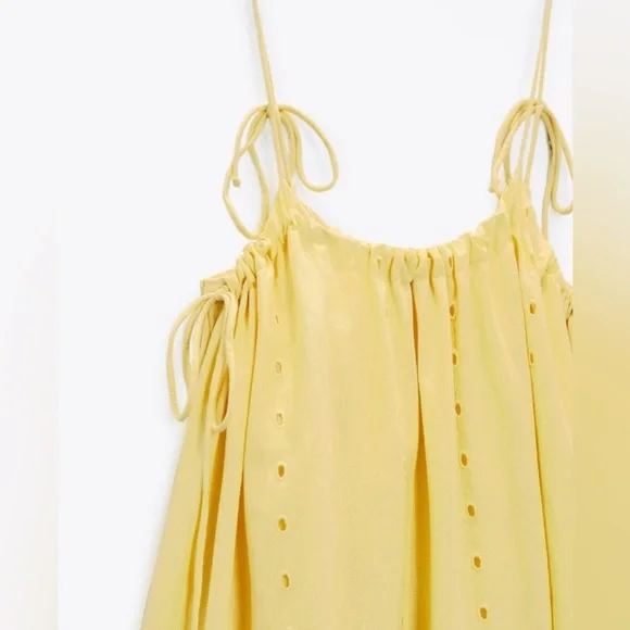 Zara floral emboridered eyelet scalloped tie strap maxi dress blogger favorite - Picture 4 of 7